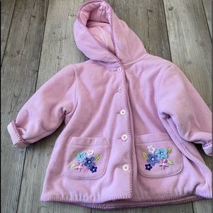 Girls Gymboree Fleece Jacket Button Front With Hood Size S 3 Years